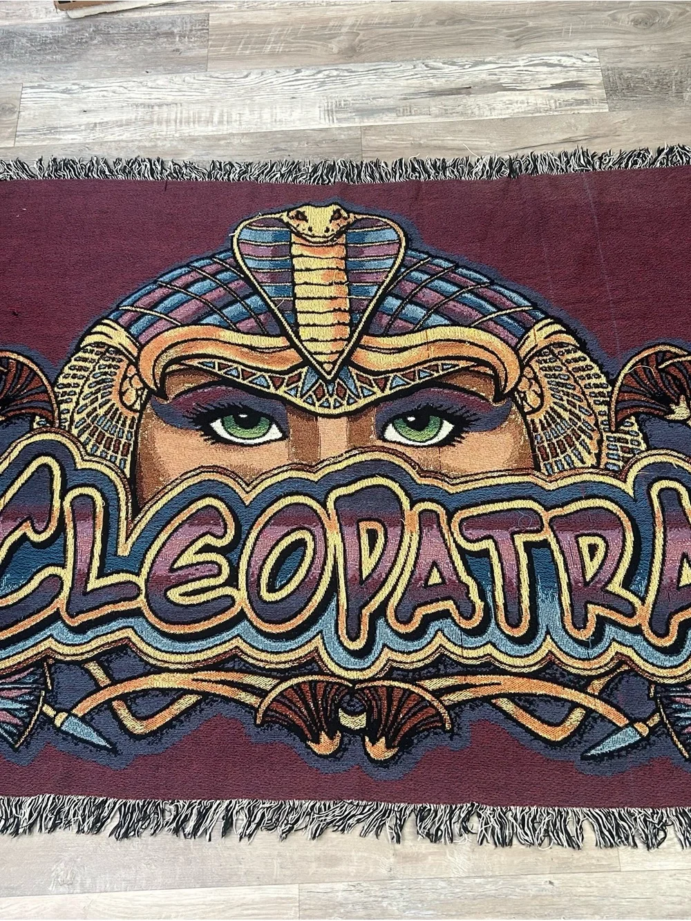 Vintage Cleopatra Fringe Tapestry By IGT 67x51